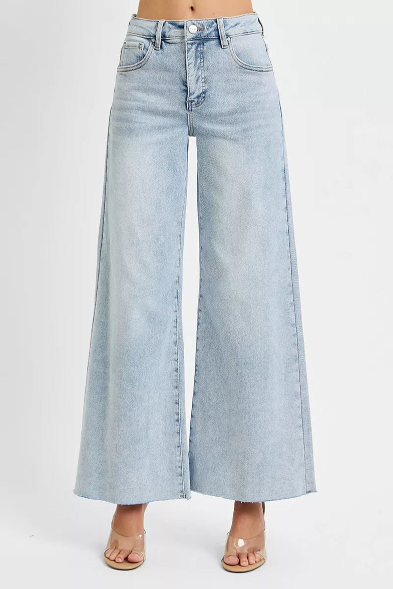 RISEN Full Size High Rise Ankle Wide Palazzo Jeans Plus Size - SwagglyLife Home & Fashion
